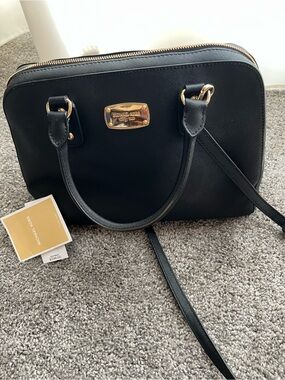 Michael Kors Black Saffiano Satchel with Gold Hardware